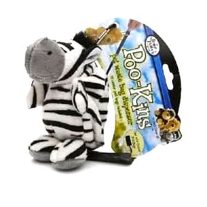 Pookins dog poop roll dispenser plush zebra trash bag holder case
